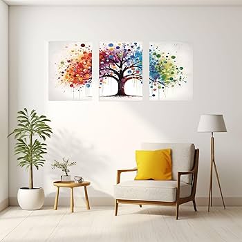 Amazon.co.jp: JOSUE 3 ピース 絵画 インテリア 命の木 ツリー